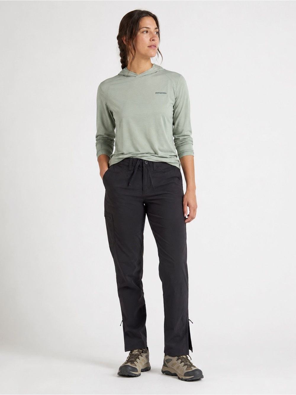 Patagonia Woman Black Skyline Traveler Nylon Zip Hem Pants US10 Hiking Outdoor